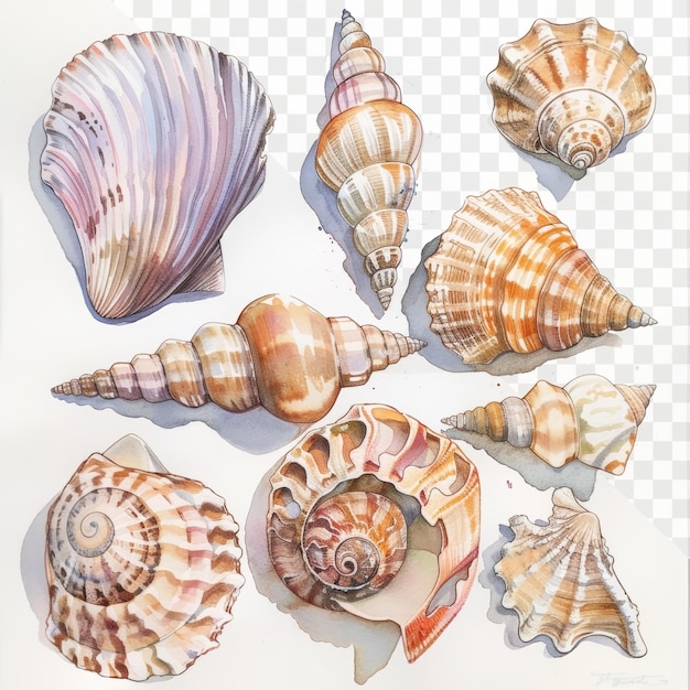 A collection of shells including shells and a shell