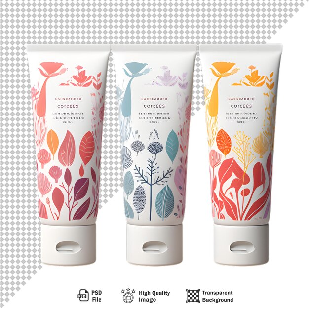 Collection skincare tube mockup cosmetic box isolated on transparent background