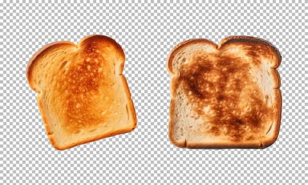 PSD collezione di fette di pane tostato isolato su uno sfondo trasparente vista dall'alto