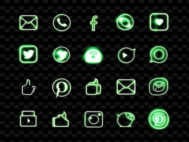 PSD collection of social network icons with an online style and set png iconic y2k shape art decorative