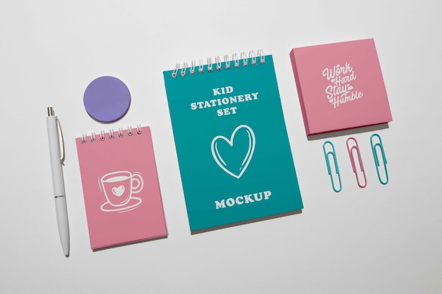 PSD collection of stationery products for children