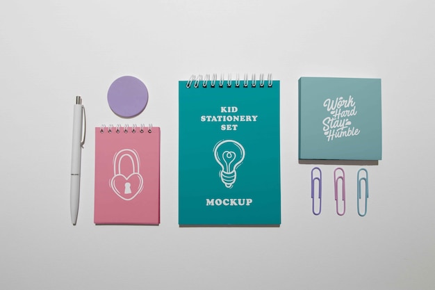 PSD collection of stationery products for children