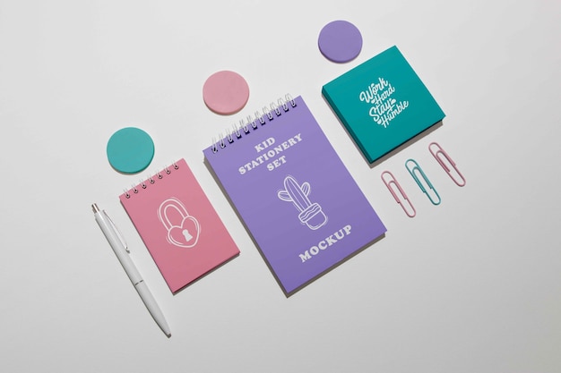 PSD collection of stationery products for children