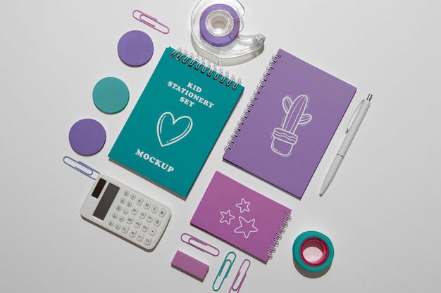 PSD collection of stationery products for children