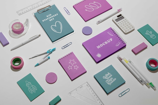 PSD collection of stationery products for children