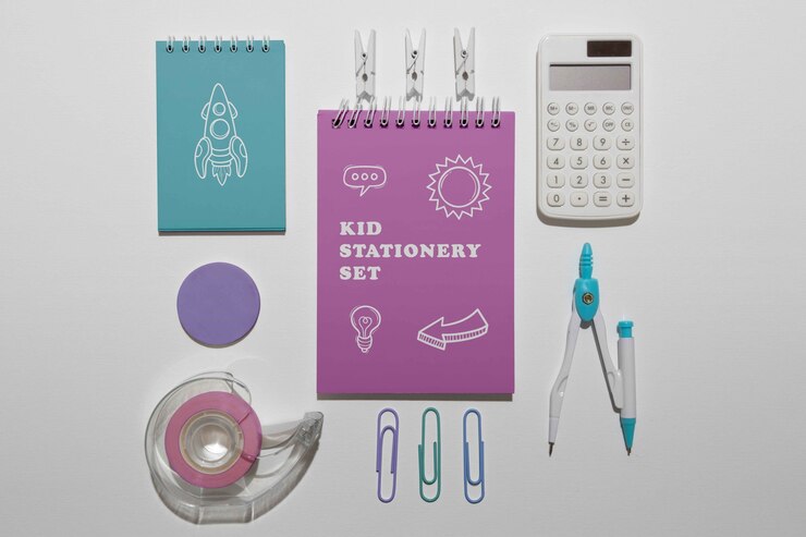 PSD collection of stationery products for children