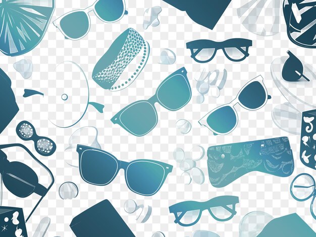 PSD a collection of sunglasses and sunglasses on a checkered background