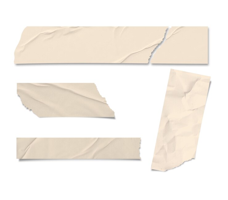 PSD collection of torn and crumpled adhesive tape strips