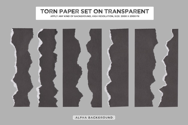 PSD collection of torn ripped paper sheets