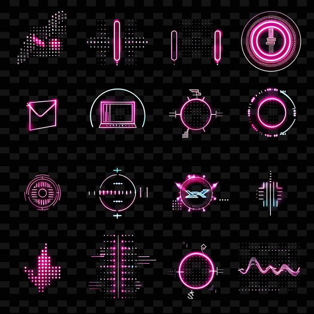 PSD collection of trade signals icons with flickering glow in p set png iconic y2k shape art decorativei