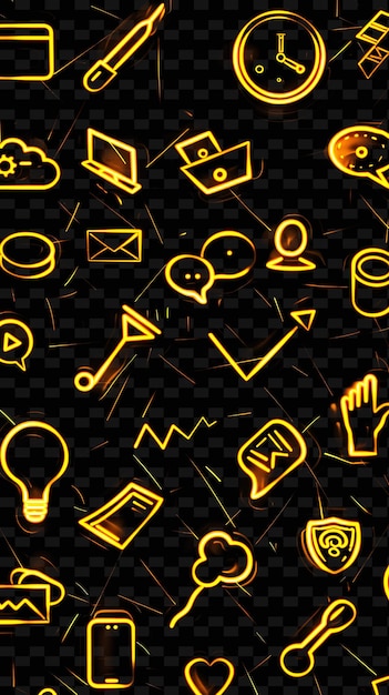 PSD collection of trading forums icons with flickering glow in set png iconic y2k shape art decorativeg