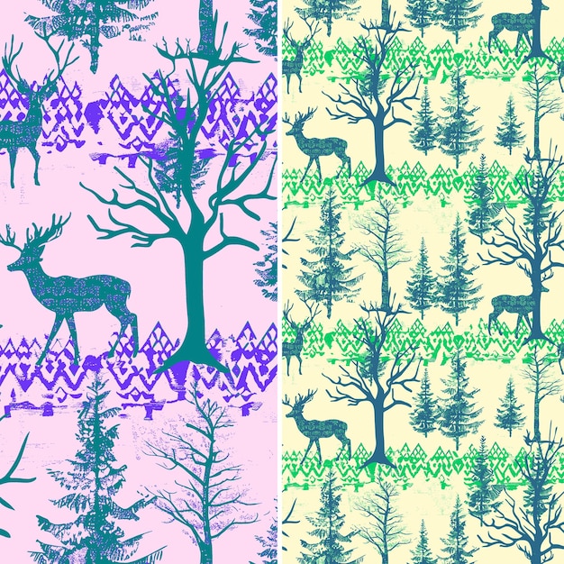 PSD a collection of trees and deers in the forest