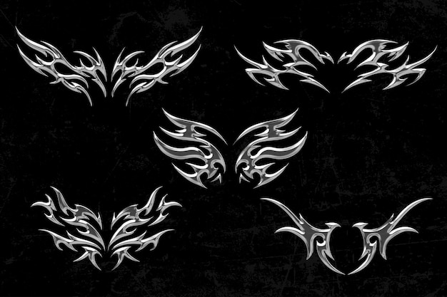 collection of tribal wing tattoos with ornamental designs