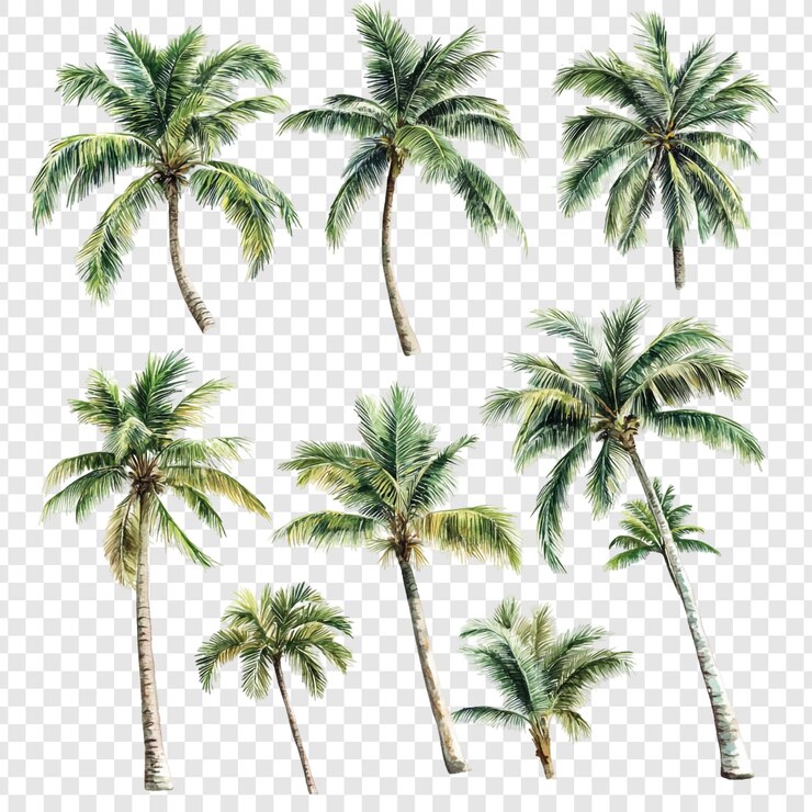PSD collection of tropical palm trees