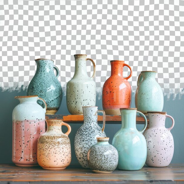 PSD a collection of vases with different colors and shapes on them