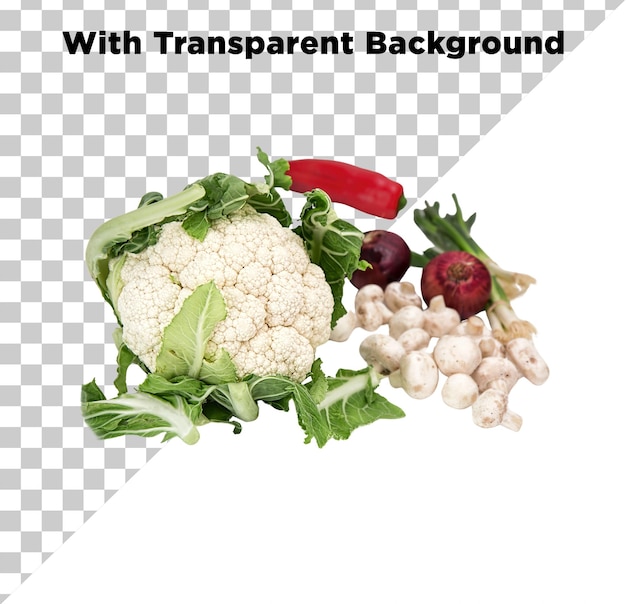 collection of vegetables or cauliflower pepper mushrooms png psg isolated on transparent background
