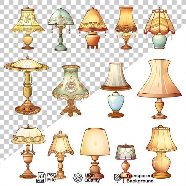 PSD a collection of vintage lamps with a picture of a lamp