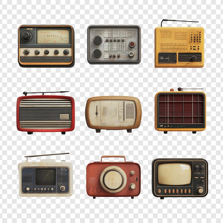 PSD collection of vintage radios and televisions