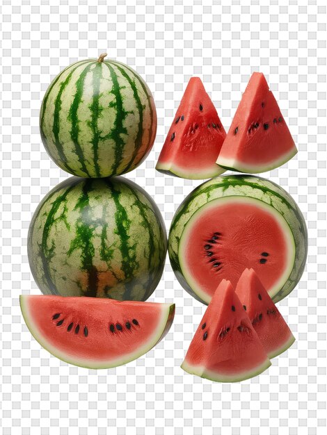 PSD a collection of watermelons with a face drawn on them