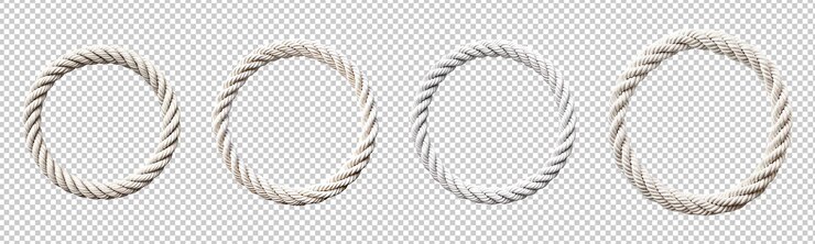PSD collection of white ropes in a circle isolated on transparent background