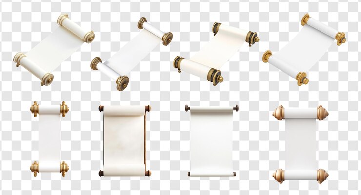 PSD collection of white torah scroll 3d icon cartoon minimalist isolate on transparent background