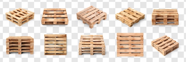 PSD collection of wooden pallets transparency background psd