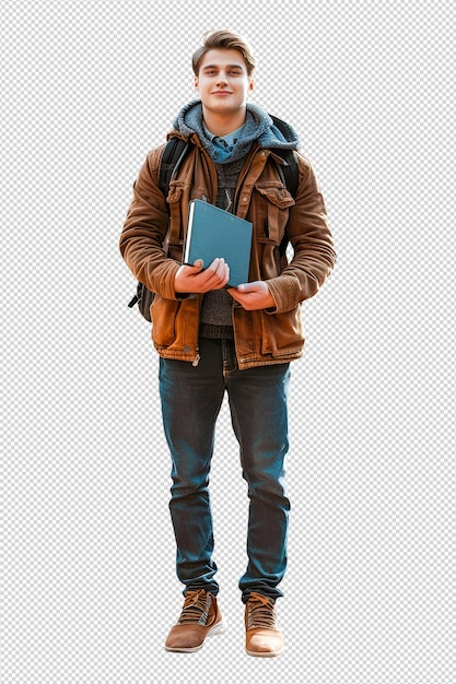 Collection of a young man standing with arms crossed facing the camera isolated on a transparent bac