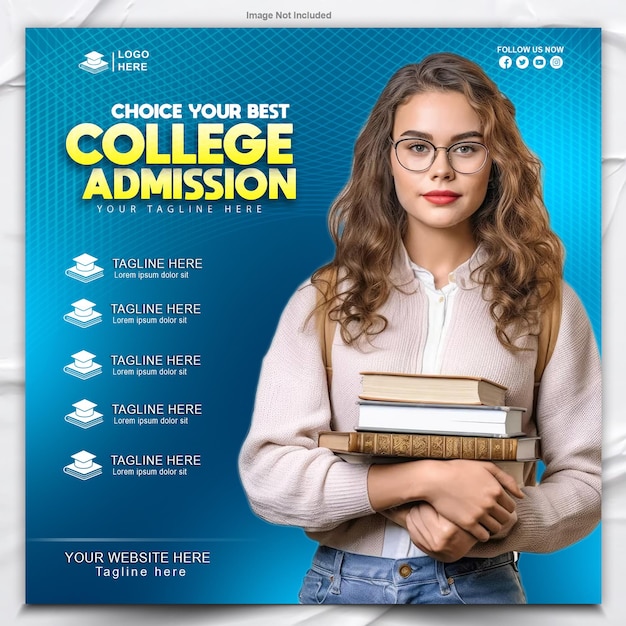 PSD college admission open poster design template