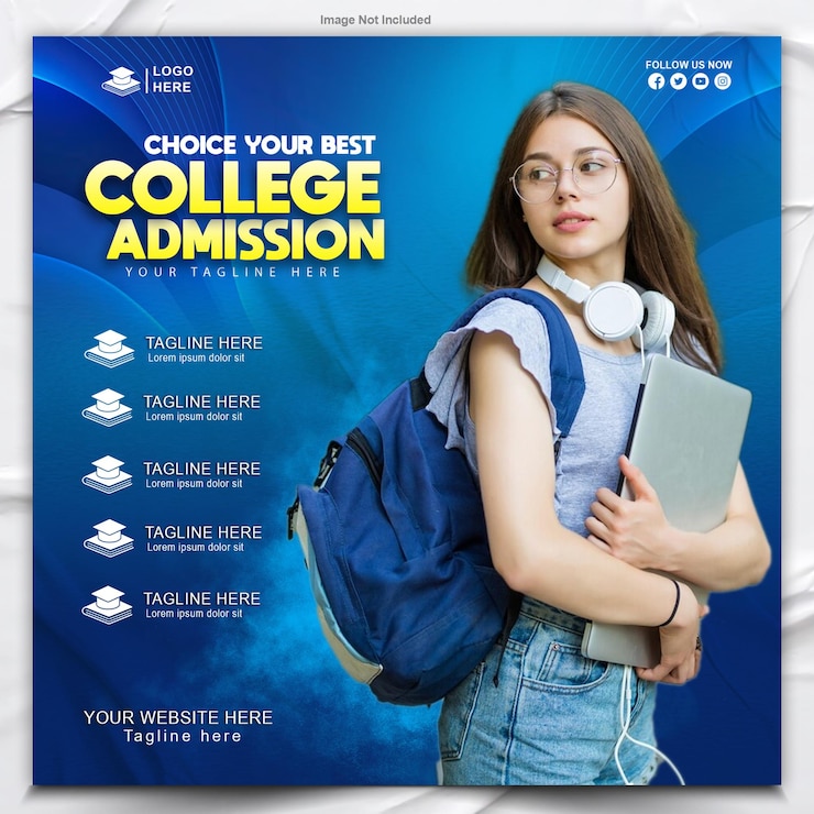 PSD college admission open poster design template