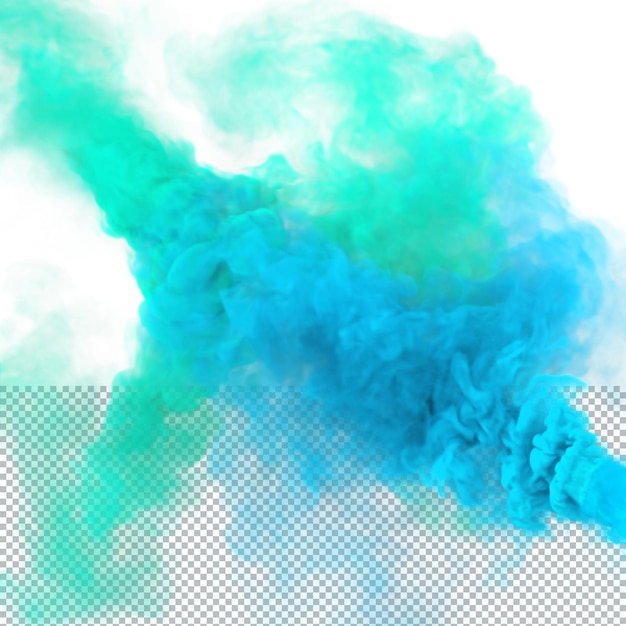 メンソールの緑と青の煙の衝突