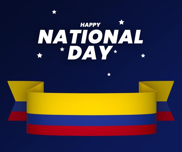 PSD colombia flag element design national independence day banner ribbon psd