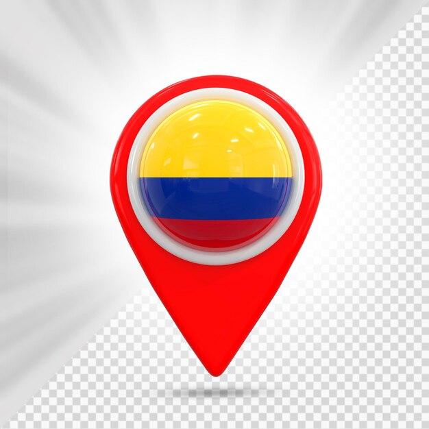 PSD colombia flag pin map 3d