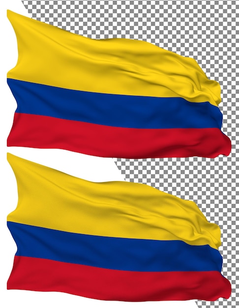 PSD colombia flag wave isolated plain bump texture transparent background 3d rendering
