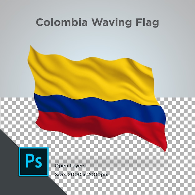 PSD colombia flag wave transparent psd