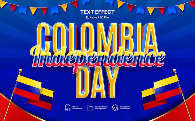 Colombia independence text effect