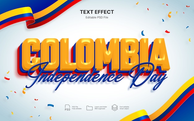 Colombia independence text effect