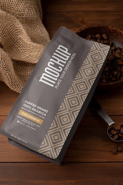 Colombiaanse koffie met mock-up verpakking