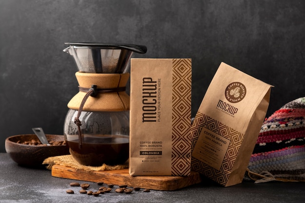 PSD caffè colombiano con confezione mock-up