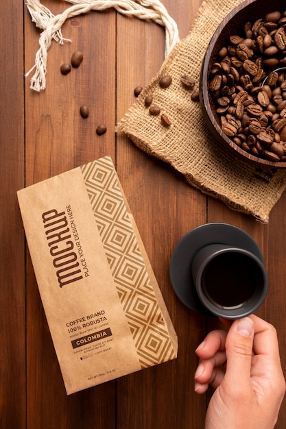 Colombian coffee with mock-up packaging