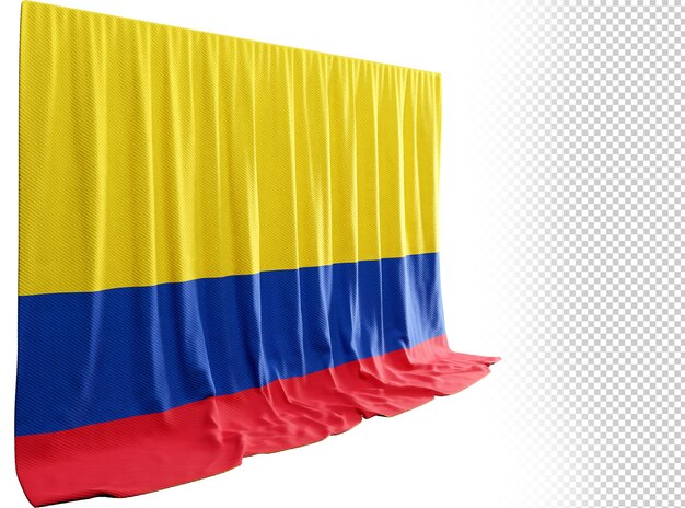 Colombian flag curtain in 3d rendering reflejando el espiritu colombiano