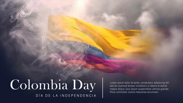 Colombian independence day celebration poster with colombian flag