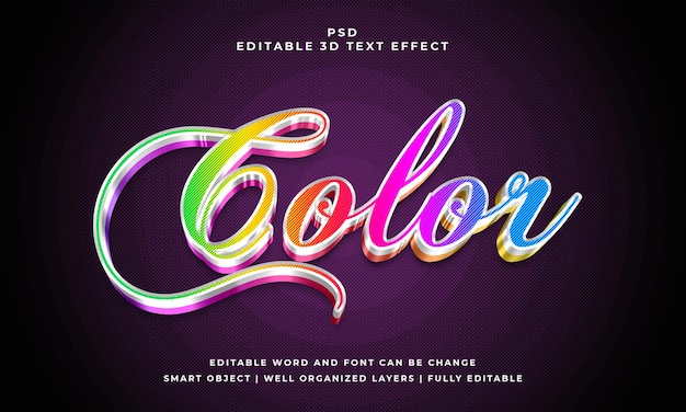 PSD color 3d editable psd text effect with background