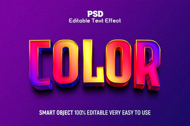 Color 3d editable text effect style