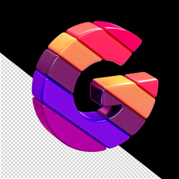 Color 3d symbol made of diagonal blocks letter g