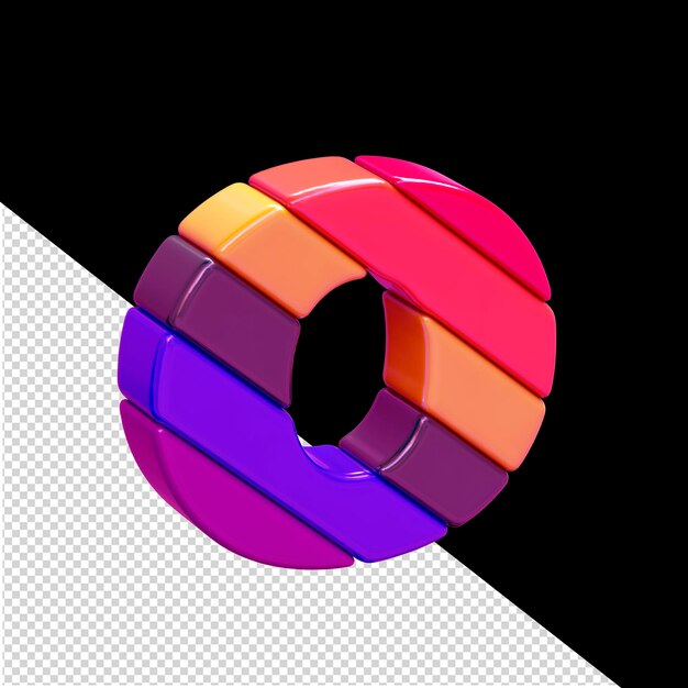 PSD color 3d symbol made of diagonal blocks letter o