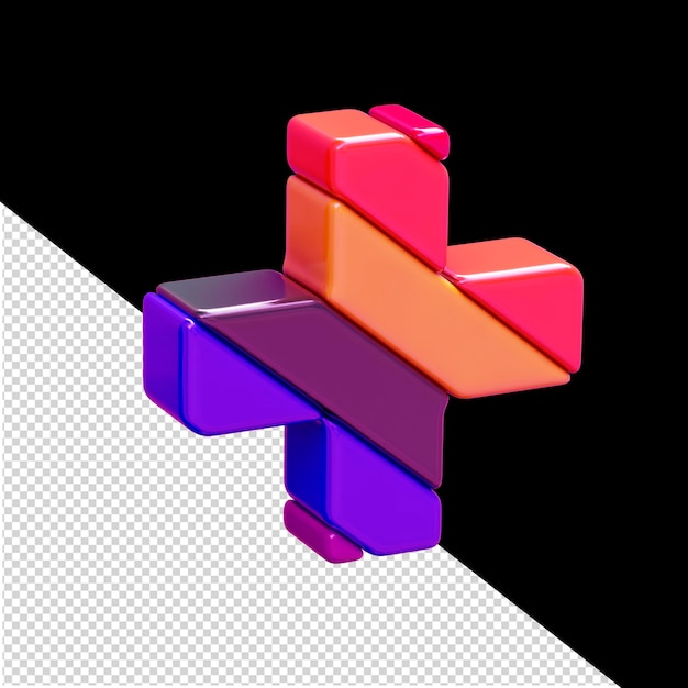 斜めのブロックで作られたカラー 3 d シンボル