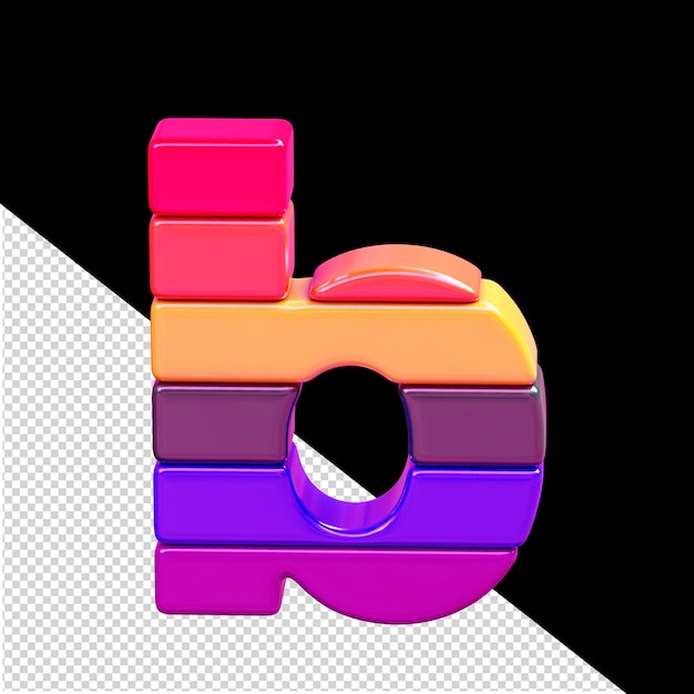 Color 3d symbol made of horizontal blocks letter b