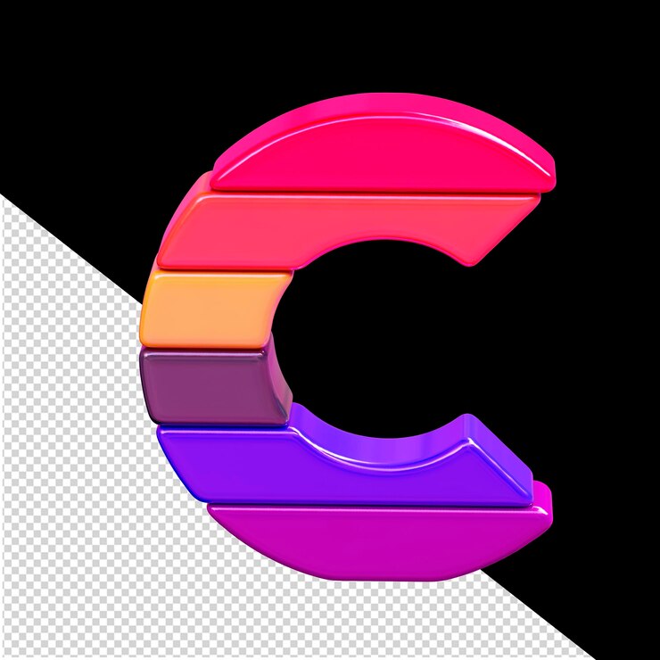 PSD color 3d symbol made of horizontal blocks letter c