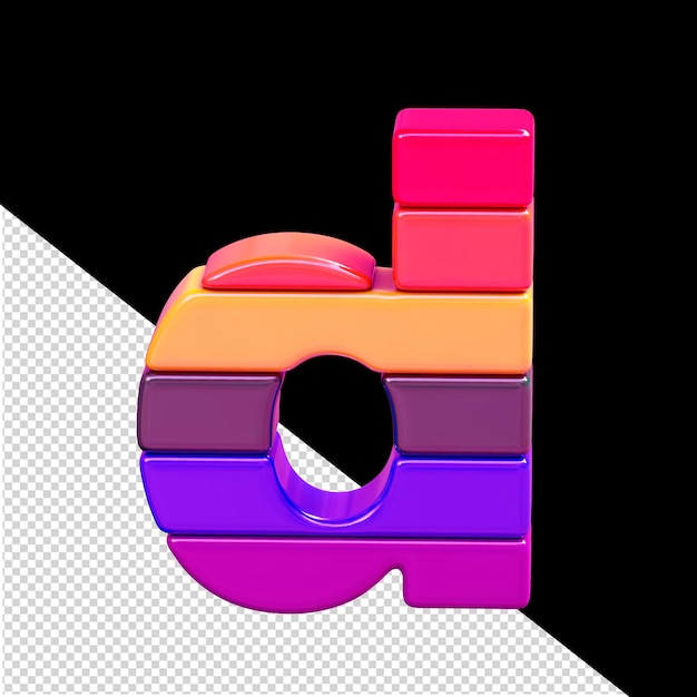 Color 3d symbol made of horizontal blocks letter d