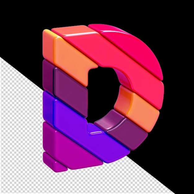 PSD Цветной 3d символ из диагональных блоков буква d
